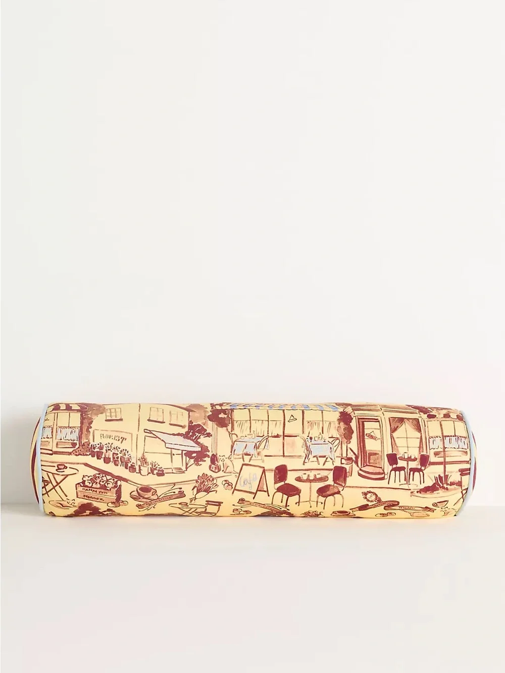 Anthropologie Damson Madder Cotton Printed Bolster Pillow, Neutral Pattern, NWT